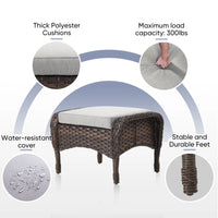 7 Piece Outdoor Patio Furniture Set, Patio Furniture Set with Fire Pit Table Rattan Wicker Patio Furniture Set, Brown Wicker & Beige Cushion