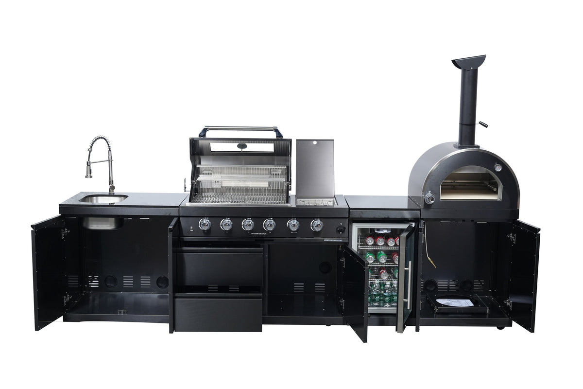 125-Inch Stainless Steel Outdoor Kitchen Grill with Pizza Oven