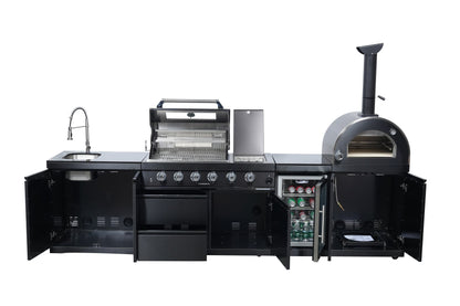 125-Inch Stainless Steel Outdoor Kitchen Grill with Pizza Oven