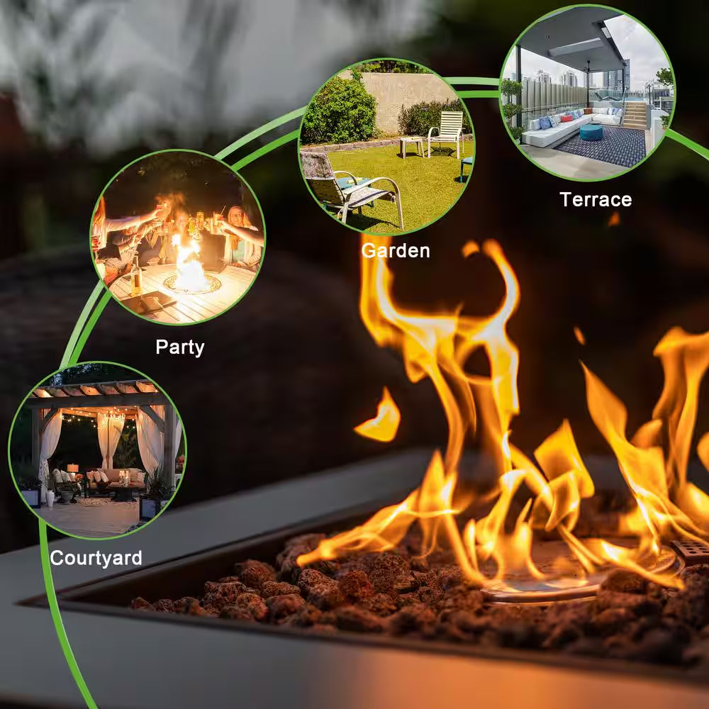 28 In. X 24 In. H 50000 BTU Square Steel Propane Mocha Fire Pit Table