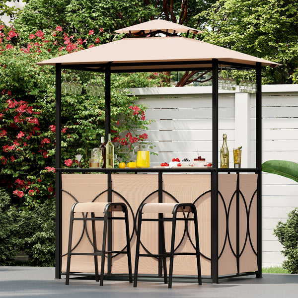 6.5 x 4 ft Grill Gazebo with Bar Table and 2 Stools