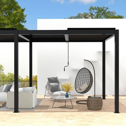 Black Aluminum Louvered Pergola with Adjustable Roof