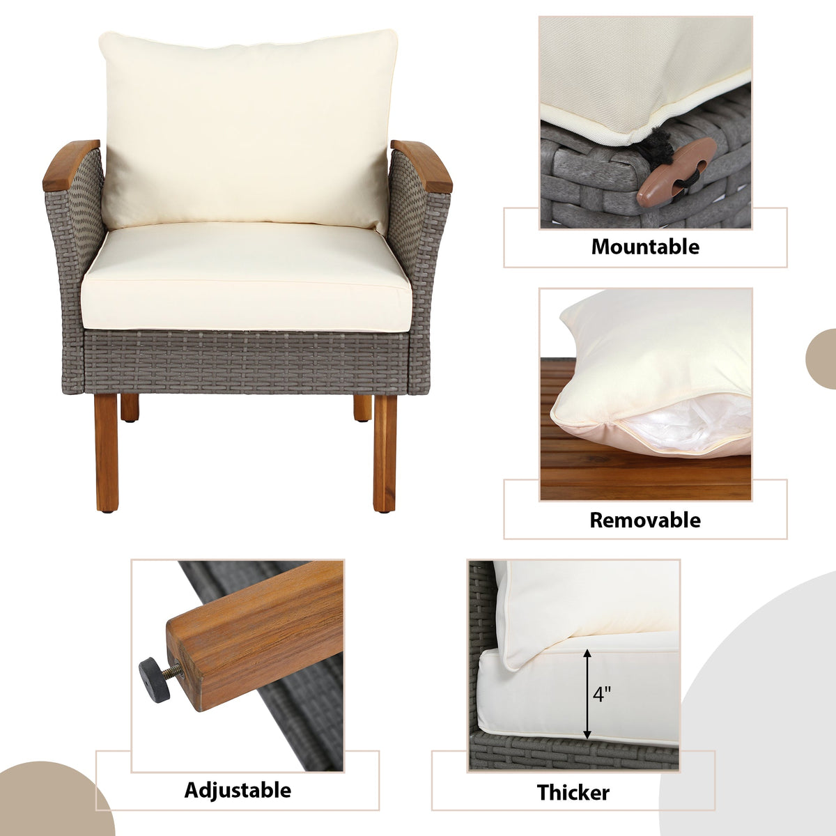 9-Piece Outdoor PE Wicker Patio Set with Acacia Wood