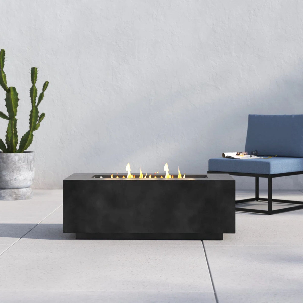Propane Outdoor Fire Pit Table, Charcoal Concrete