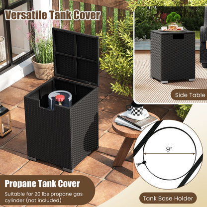 2-Piece 32-Inch Rattan Propane Fire Pit Table Set with Cover
