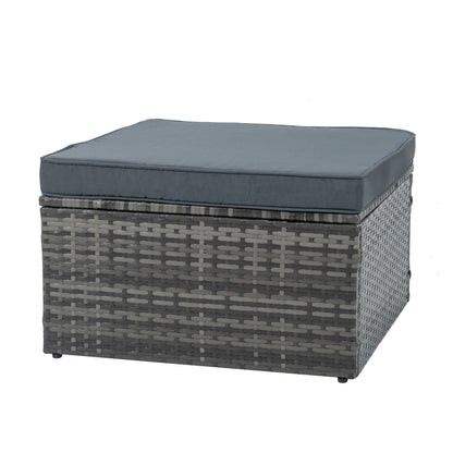 5-Piece Dark Gray PE Rattan Patio Sofa Set with Lift-Top Table