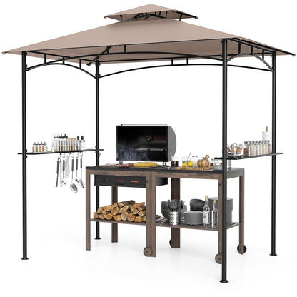 8 x 5 ft Grill Gazebo with Metal Frame, Shelves and Hooks