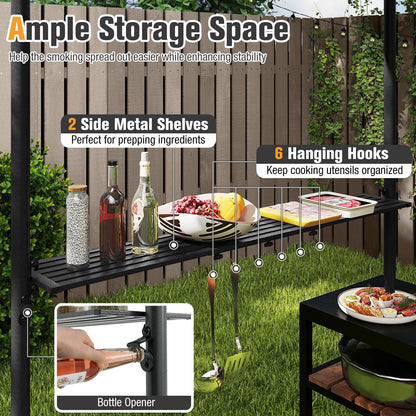 8 x 5 ft Grill Gazebo with Metal Frame, Shelves and Hooks