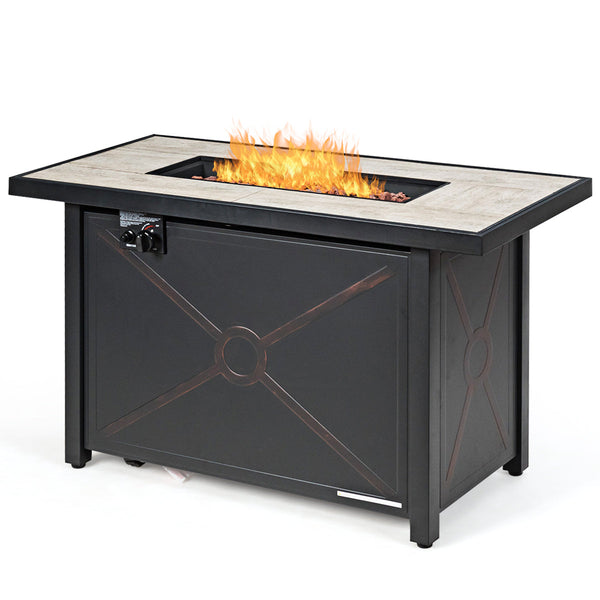 9-Piece Patio Wicker Furniture Set with 42-Inch Fire Pit