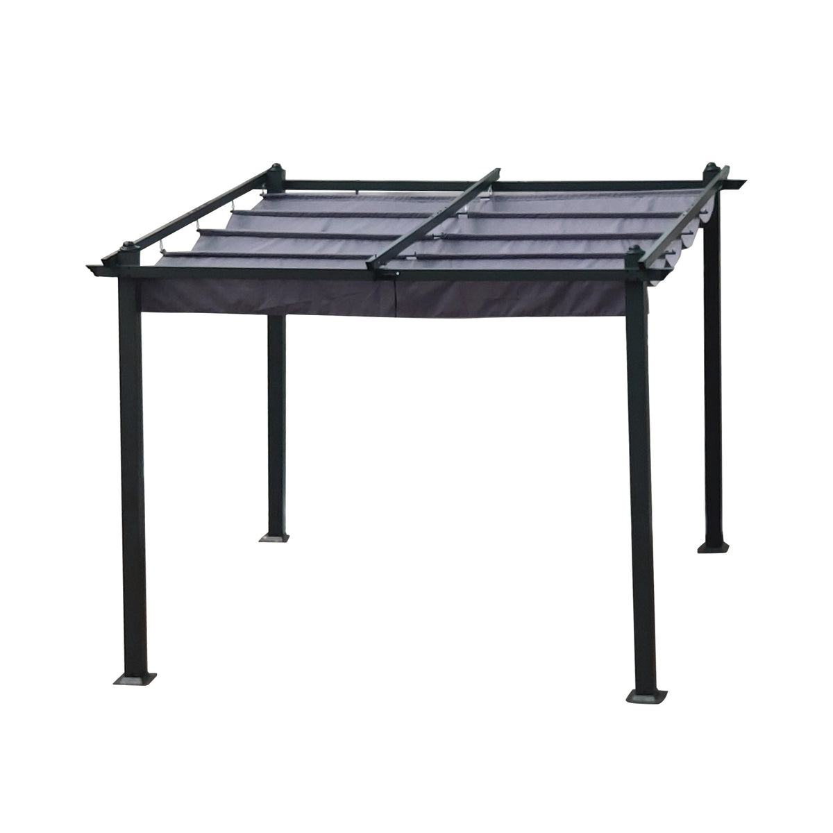 10x10 ft Retractable Aluminum Pergola with Gray Canopy