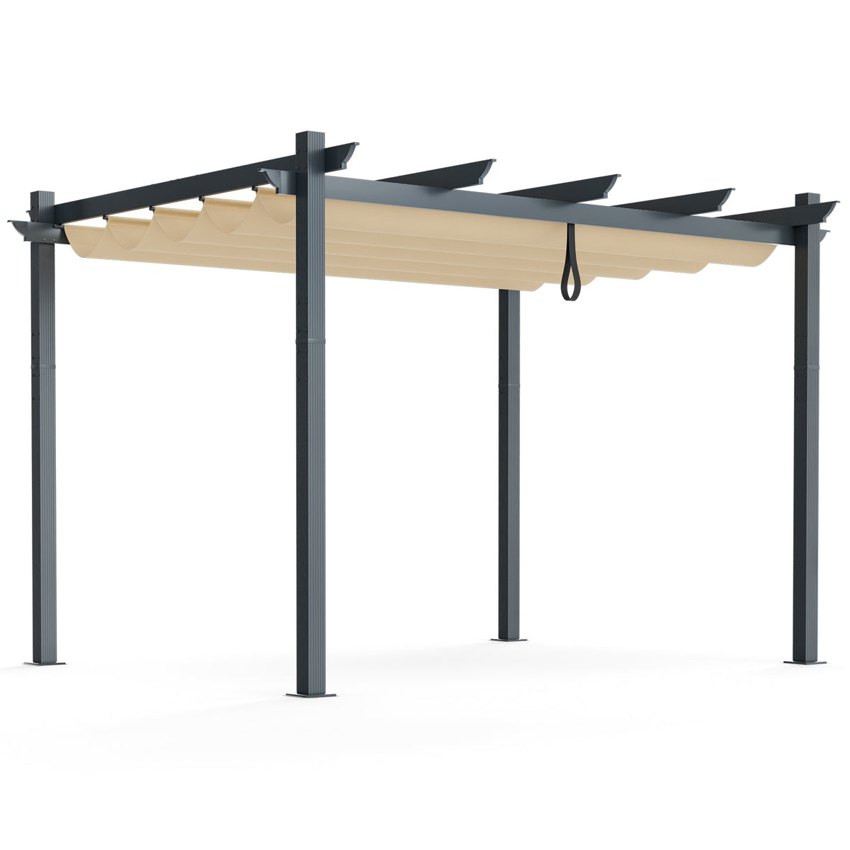 10x12 ft Aluminum Retractable Pergola with Grape Trellis Canopy