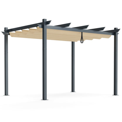 10x12 ft Aluminum Retractable Pergola with Grape Trellis Canopy