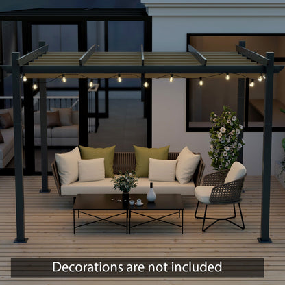 10x12 ft Aluminum Retractable Pergola with Grape Trellis Canopy