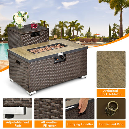 6-Piece Outdoor Wicker Furniture Set with 32-In. Fire Pit