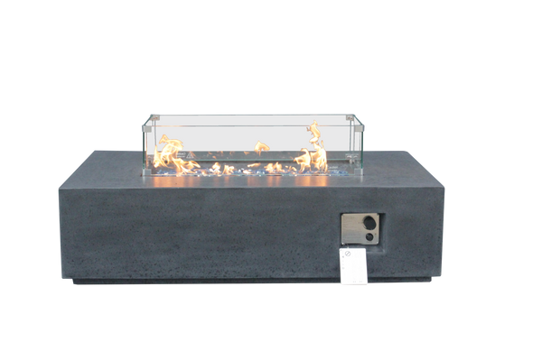 52-In. GFRC Propane Fire Pit Table with Glass and Lava Media