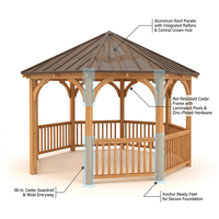 DIY Meridian 12 Ft. Octagon Enclosed Wood Outdoor Patio Gazebo with Brown Hardtop Metal Roof and 36 In. Guard Rail — How It Works
