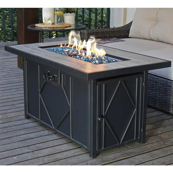 42-In. Rectangular Propane Fire Pit Table with Ceramic Top