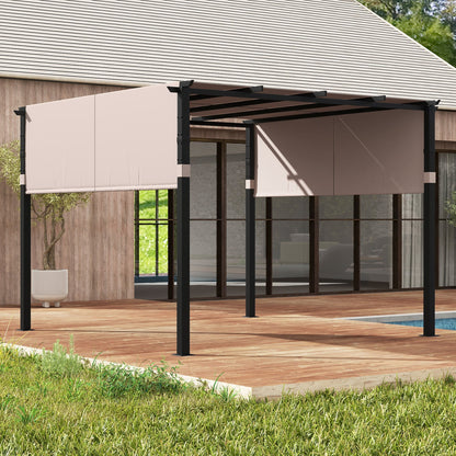 10x10 ft Metal Pergola with Adjustable Retractable Canopy