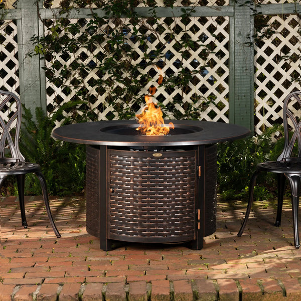 44-Inch Round Aluminum Propane Fire Pit Table, 55,000 BTU