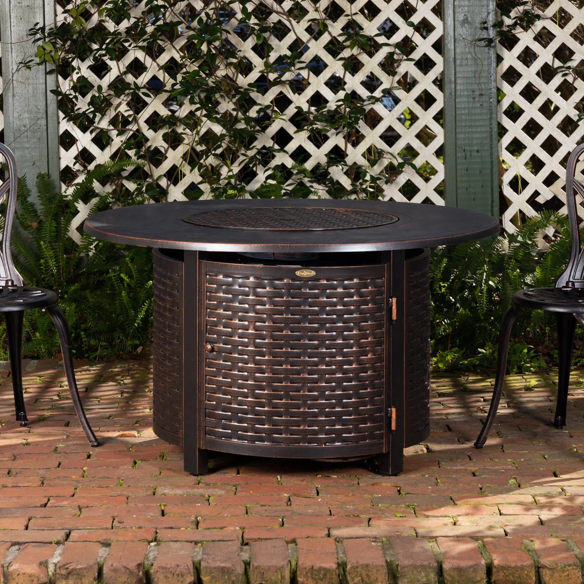 44-Inch Round Aluminum Propane Fire Pit Table, 55,000 BTU