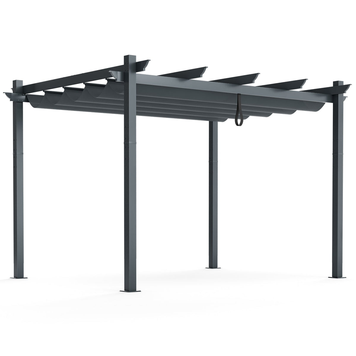10x12 ft Aluminum Retractable Pergola with Grape Trellis Canopy