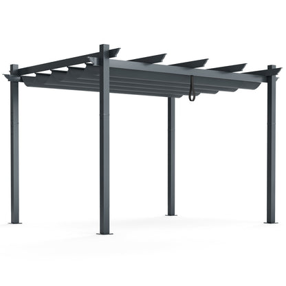 10x12 ft Aluminum Retractable Pergola with Grape Trellis Canopy