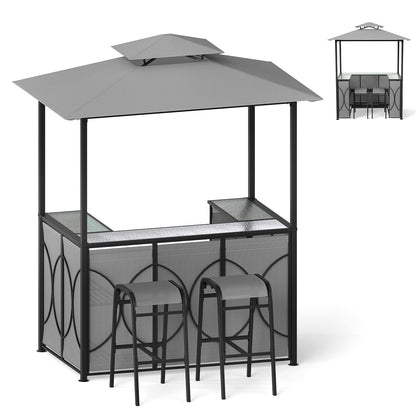 6.5 x 4 ft Grill Gazebo with Bar Table and 2 Stools