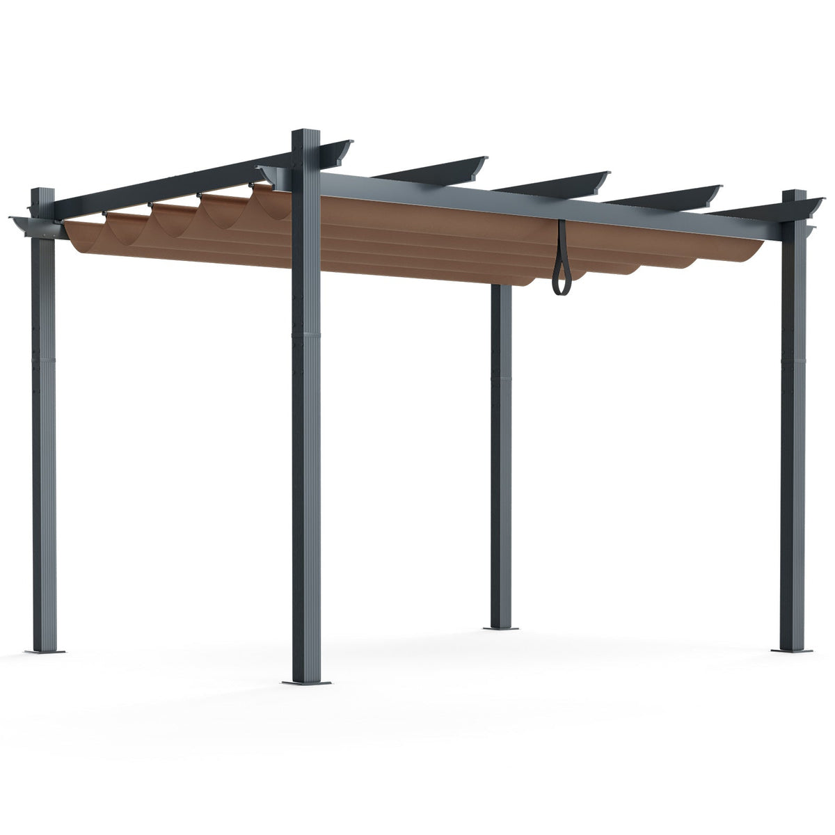 10x12 ft Aluminum Retractable Pergola with Grape Trellis Canopy