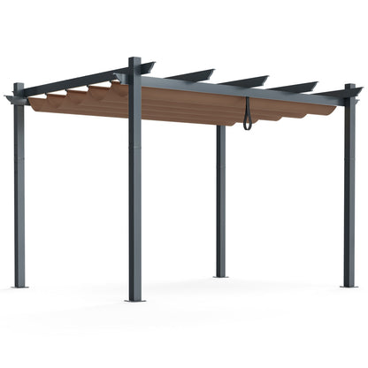 10x12 ft Aluminum Retractable Pergola with Grape Trellis Canopy