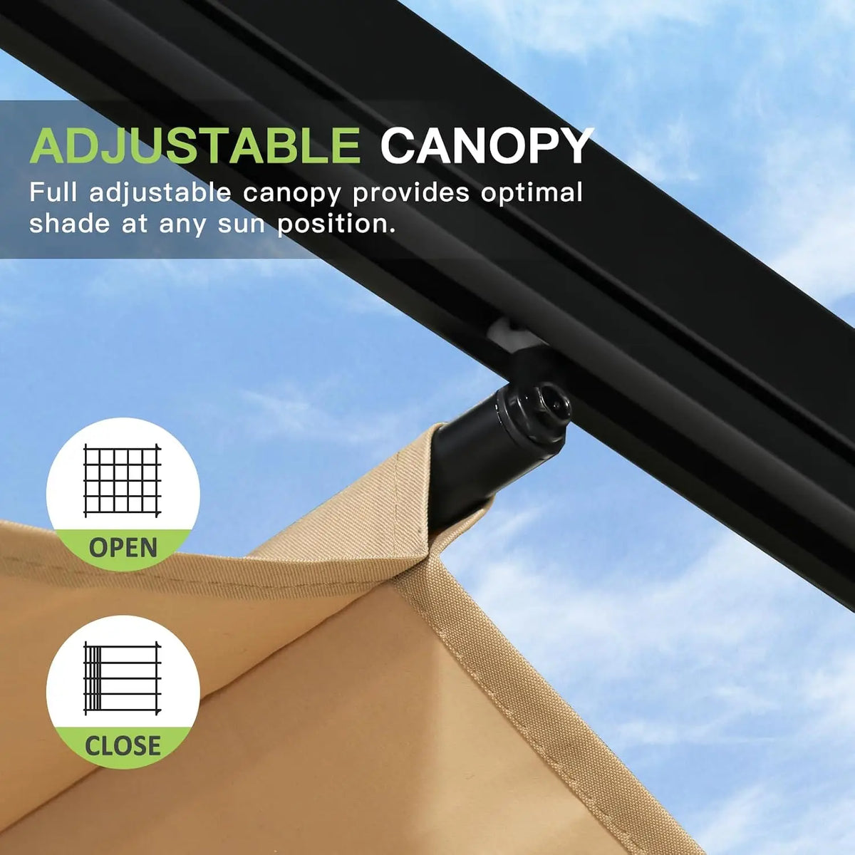 10x12 ft Retractable Outdoor Pergola with Adjustable Sun Shade