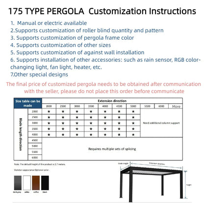 10x10 ft Aluminum Pergola with Powder-Coated Frame