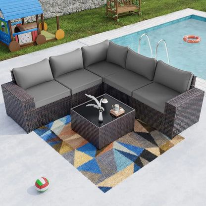 12-Piece Outdoor Wicker Sectional Sofa Set with Coffee Tables