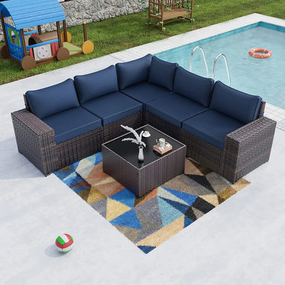 12-Piece Outdoor Wicker Sectional Sofa Set with Coffee Tables