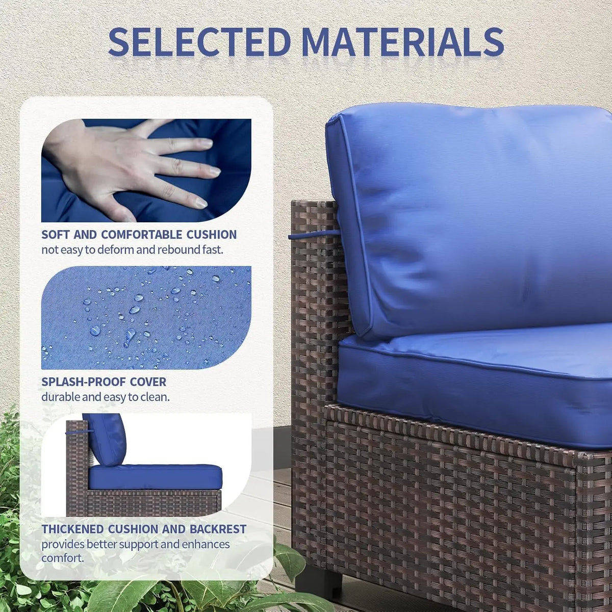 7-Piece PE Rattan Outdoor Conversation Set with Glass Table