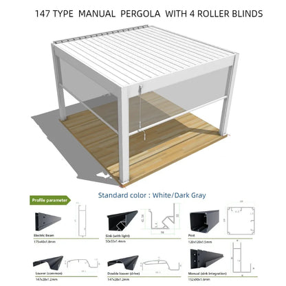 10x10 ft Aluminum Pergola with Powder-Coated Frame