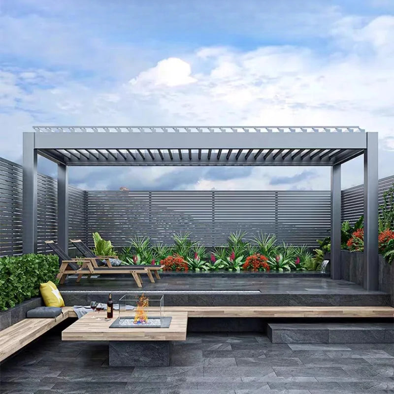 Custom Aluminum Electric Louvered Pergola with Waterproof Roof