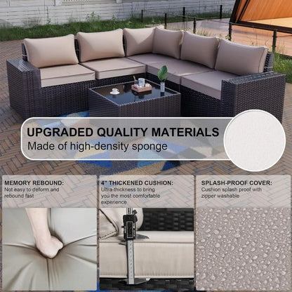 12-Piece Outdoor Wicker Sectional Sofa Set with Coffee Tables