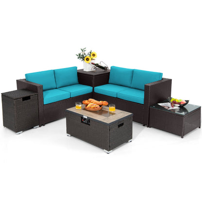 6-Piece Outdoor Wicker Furniture Set with 32-In. Fire Pit