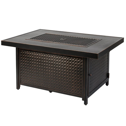48-Inch Rectangular Aluminum Propane Fire Pit Table, 55,000 BTU