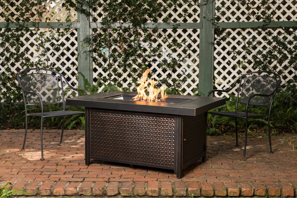 48-Inch Rectangular Aluminum Propane Fire Pit Table, 55,000 BTU
