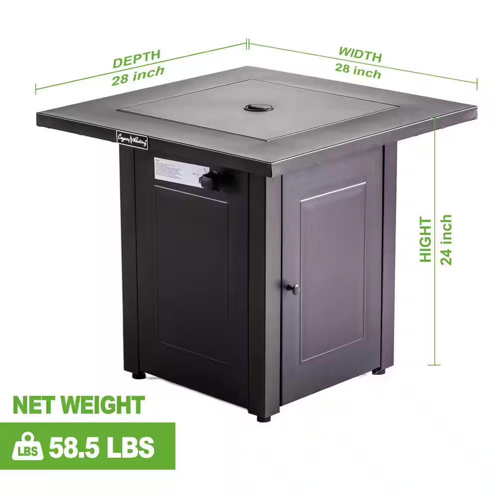 28 In. X 24 In. H 50000 BTU Square Steel Propane Mocha Fire Pit Table