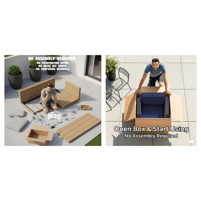 8-Piece Modular Patio Sofa Set with Fire Pit, Side Table & Weather-Resistant Cushions