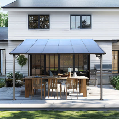 10' x 12' Wall-Mounted Metal Pergola Gazebo with Protective Roof