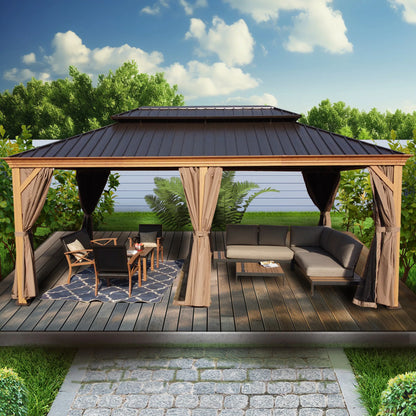 Gazebo 12-Ft X 16-Ft Hardtop Roof Aluminum Gazebo (Screen Included)