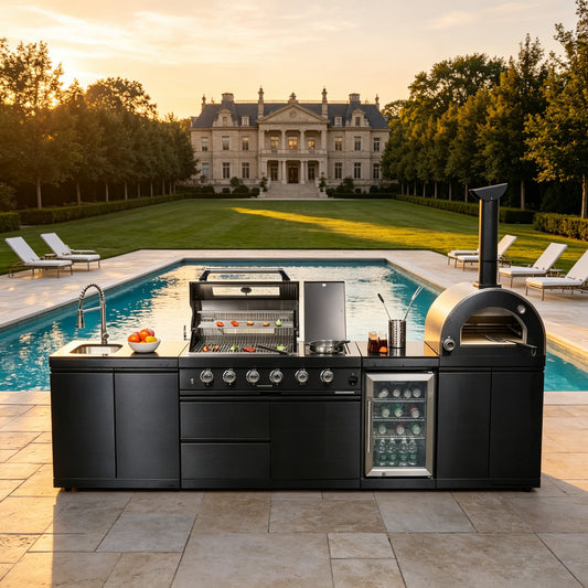 125-Inch Stainless Steel Outdoor Kitchen Grill with Pizza Oven
