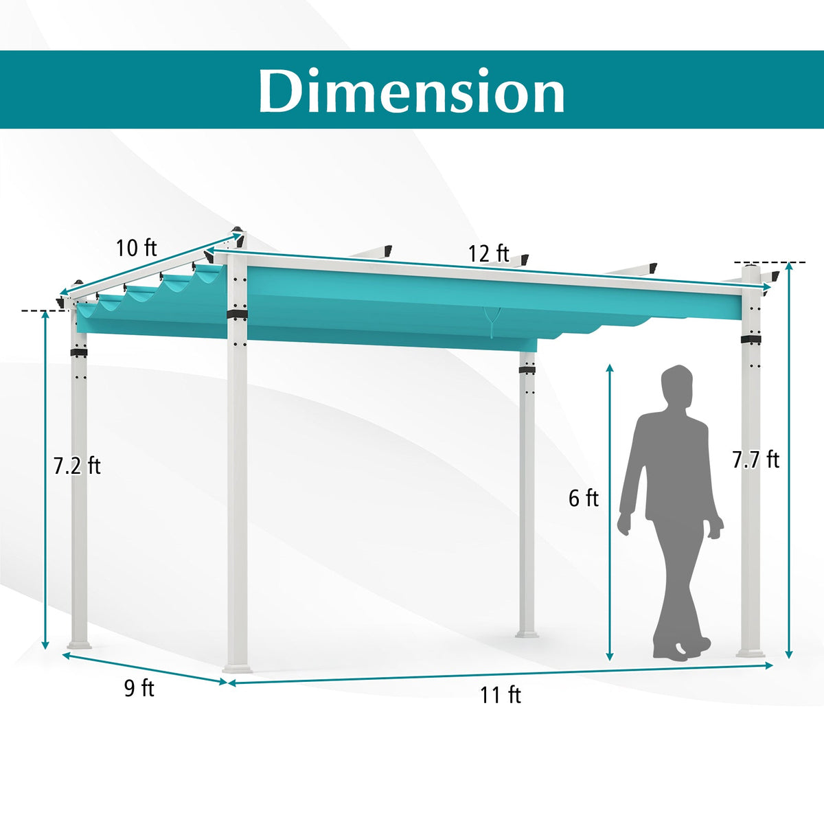 Aluminum Pergola with Retractable Canopy and Adjustable Shade