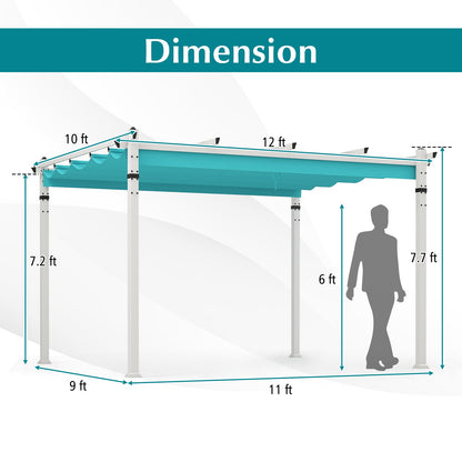 Aluminum Pergola with Retractable Canopy and Adjustable Shade