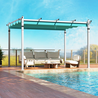 Aluminum Pergola with Retractable Canopy and Adjustable Shade