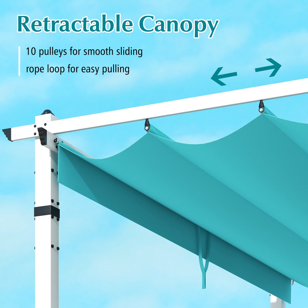 Aluminum Pergola with Retractable Canopy and Adjustable Shade