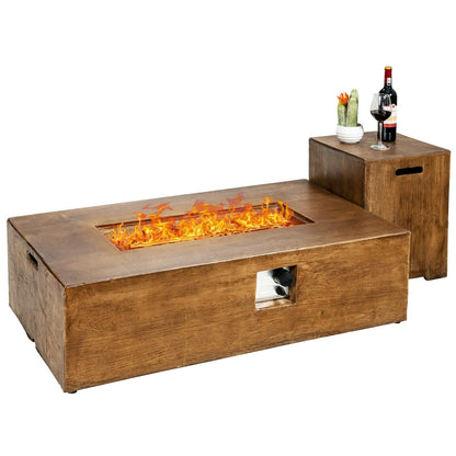 2-Piece Outdoor Propane Fire Pit Table Set, 50,000 BTU